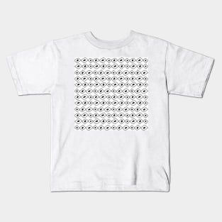 Seamless sketch vector pattern. White vertical twigs lines and zigzags with circles on brown background. Kids T-Shirt